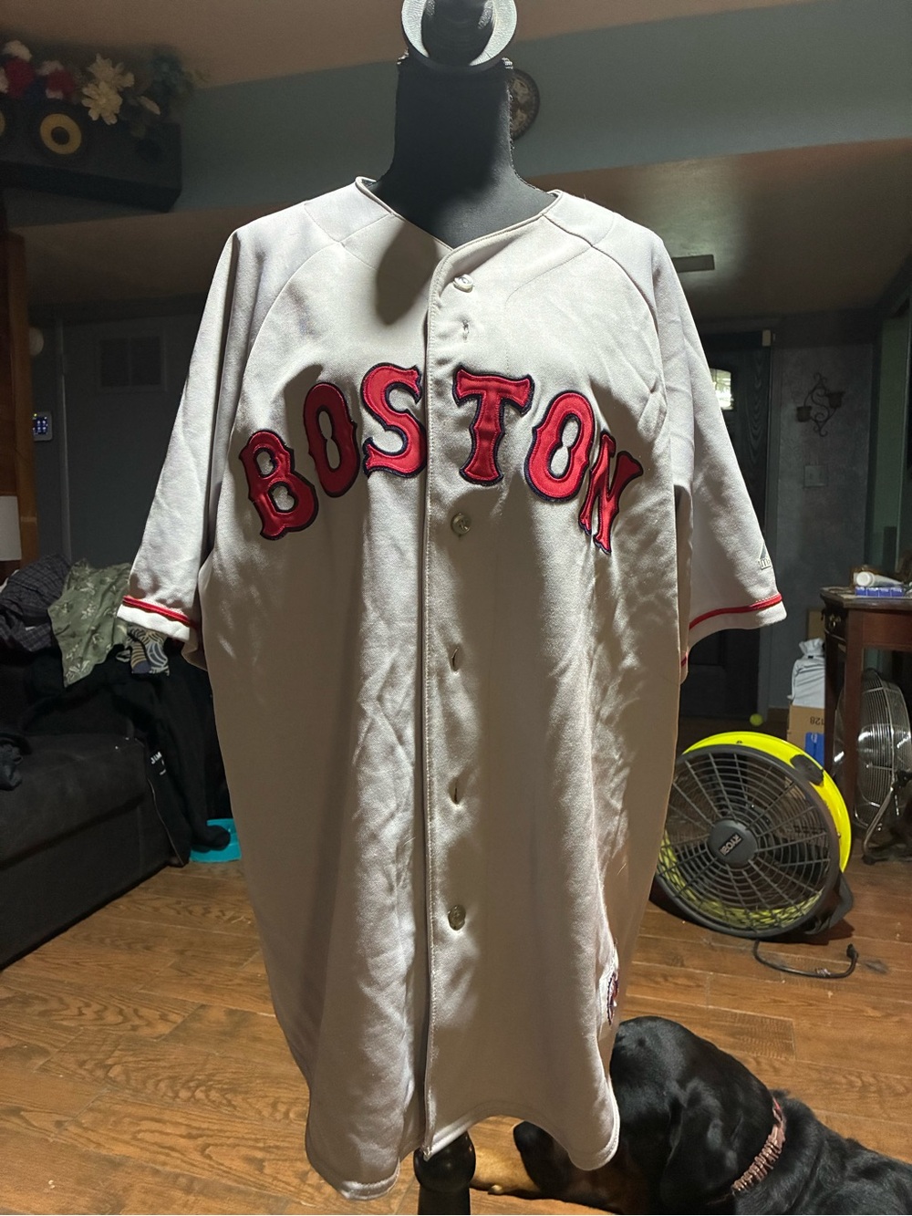 Majestic Light Gray Button-Front Jersey